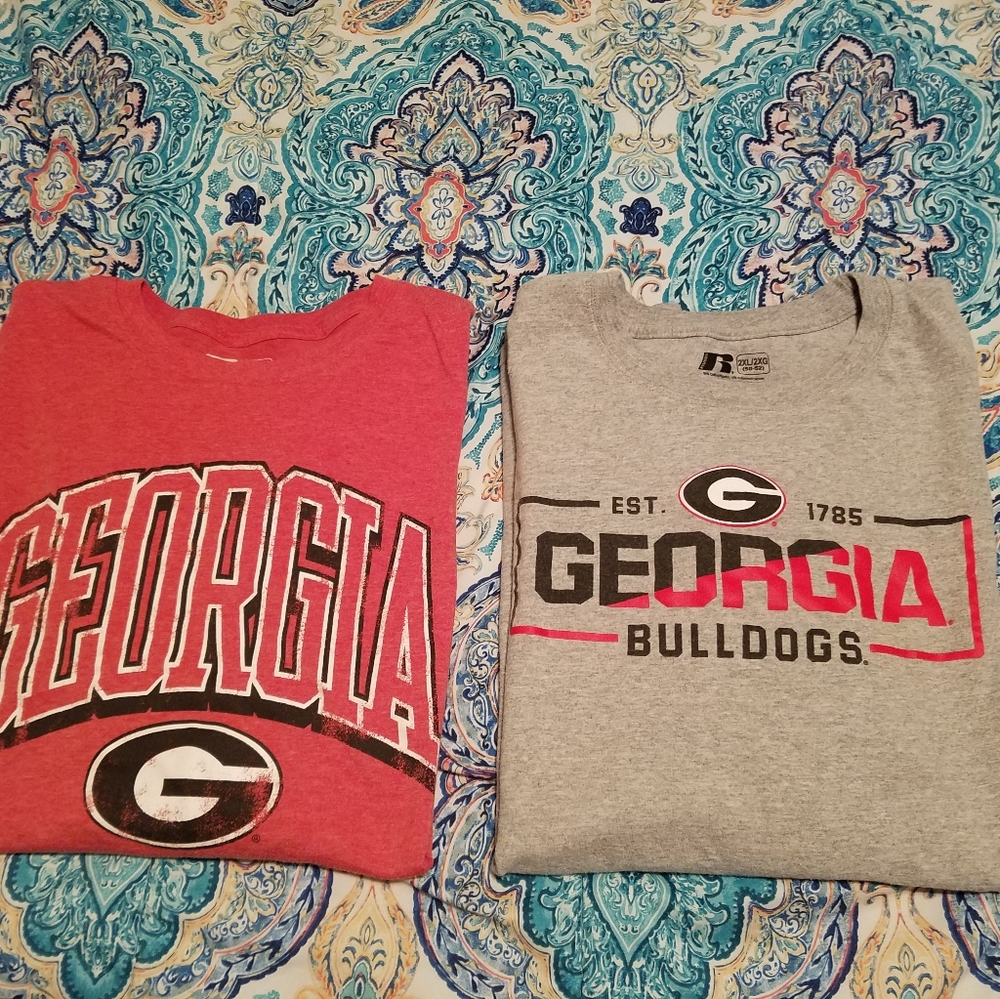 Men's Russell 2X Georgia Bulldogs Shirts- 1 Long and 1 Short Sleeve
